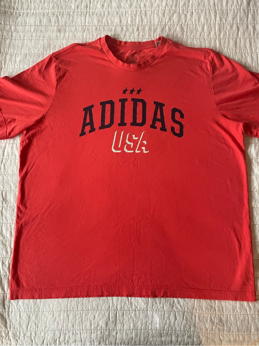 adidas Men’s Reddish Orange Graphic USA Tee xxl